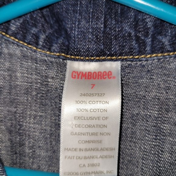 🎀 Vintage Gymboree Denim Collared Short Sleeved Romper W/ Pockets Pink Buttons - Picture 3 of 6